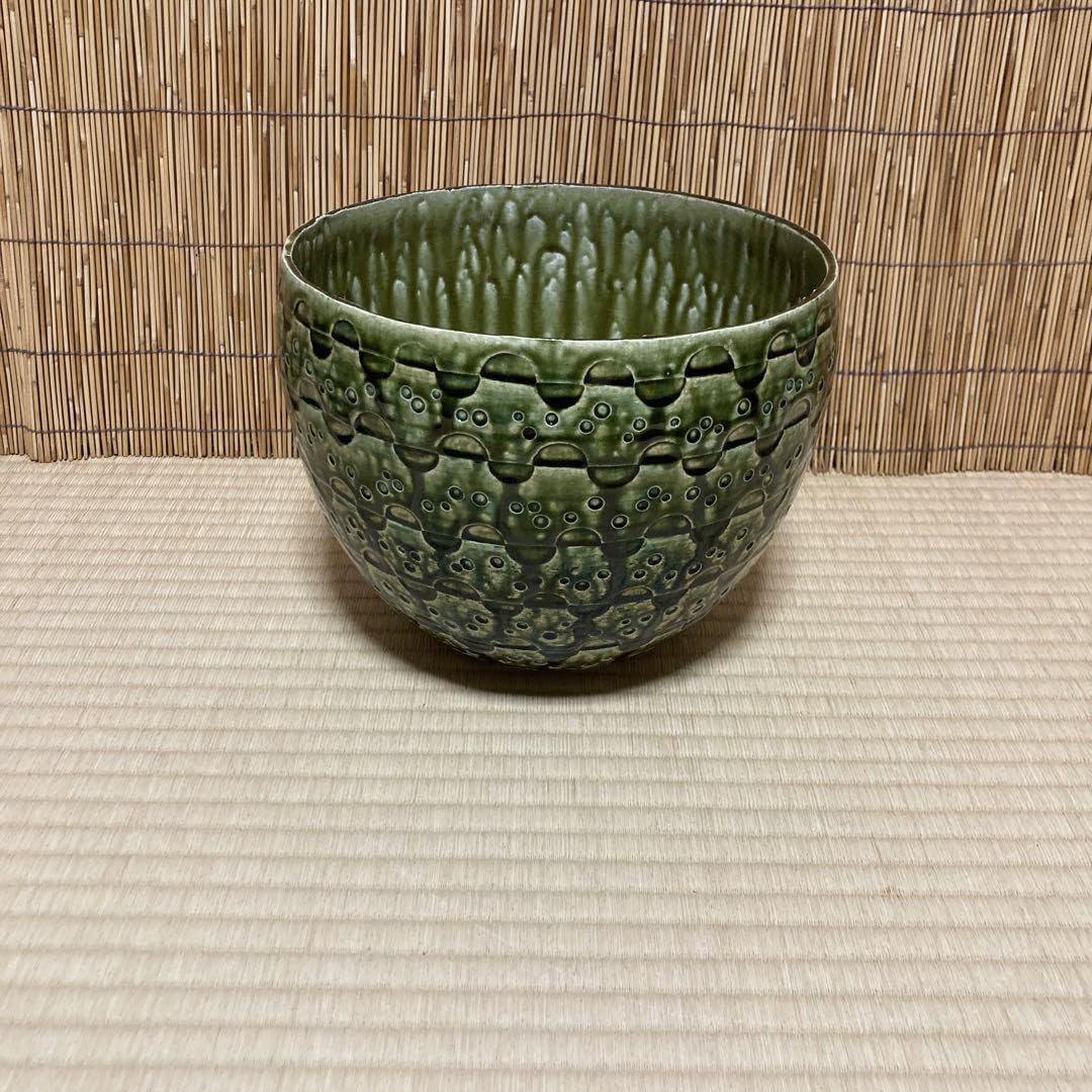最安値　織部　緑釉印刻紋鉢　大鉢　鈴木徹　鈴木蔵　　魯山人　鯉江良二 Amazon.co.jp: 織部 緑釉印刻紋鉢 大鉢 鈴木徹 鈴木蔵 魯山人 鯉